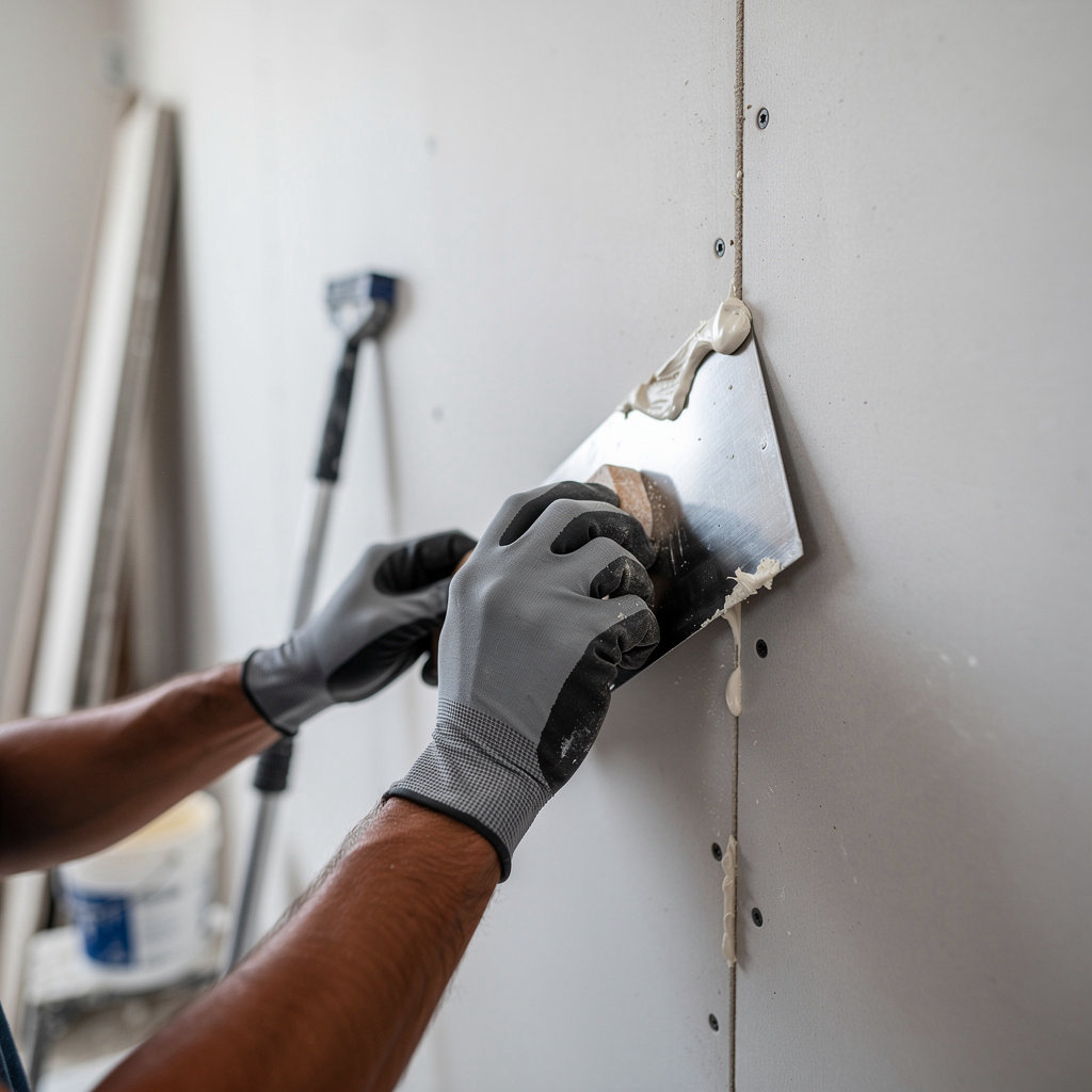 CARMEL VALLEY DRYWALL professional installing and finishing drywall in a San Diego home